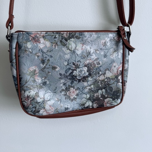 Rosetti Vintage Style Floral Crossbody Bag with Brown Trim & Multi-Pockets - Picture 5 of 11